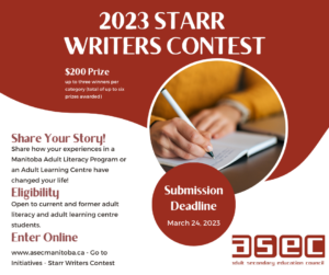Starr writers contest 2023 entre by March 24, 2023